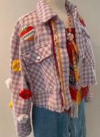 Oeteldonk Jasje Lila Pied de Poule - Upcycled Maat L, Overige kleuren, Maat 42/44 (L), Ophalen of Verzenden, Zo goed als nieuw