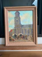 Olieverf Schilderij Kruithof Markt Grote Kerk Lebuinis, Ophalen of Verzenden