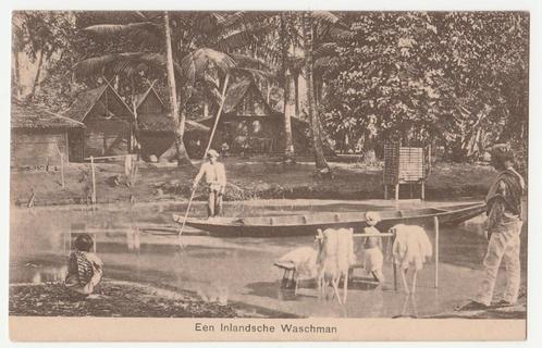 Ned. Indië.  Een Indische Waschman.   1913., Verzamelen, Ansichtkaarten | Nederland, Gelopen, Voor 1920, Verzenden
