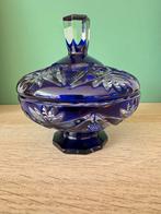 Blauw Kristallen Bonbonnière, Antiek en Kunst, Antiek | Glas en Kristal, Ophalen of Verzenden