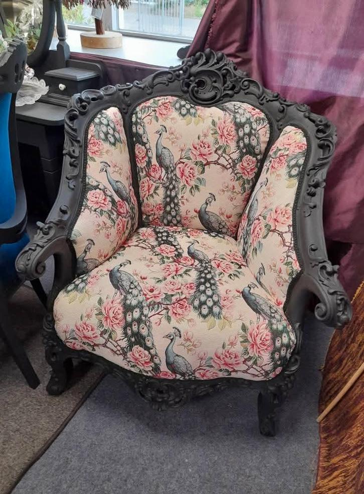 Barok fauteuile opnieuw gestoffeerd, Huis en Inrichting, Fauteuils, Zo goed als nieuw, 75 tot 100 cm, Ophalen of Verzenden