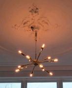 Goudkleurige hanglamp Westwing (inclusief 12 peertjes!), Huis en Inrichting, Lampen | Hanglampen, Ophalen, Zo goed als nieuw