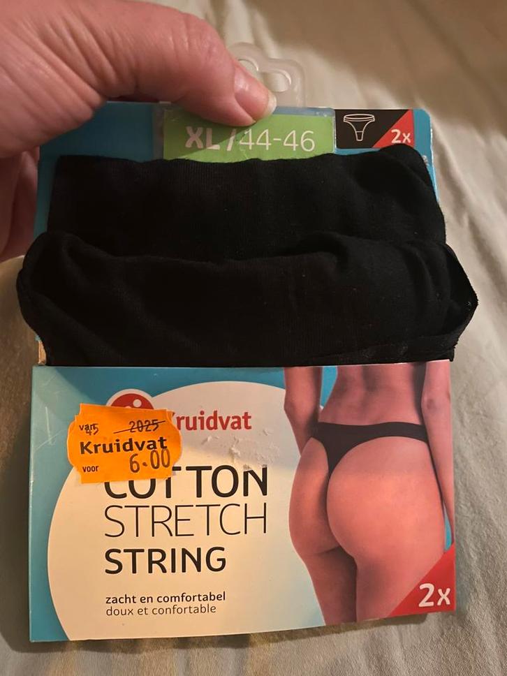 Ondergoed nieuw cotton katoen strings zwart kruidvat L 40/42, Kleding | Dames, Ondergoed en Lingerie, String, Zwart, Ophalen of Verzenden