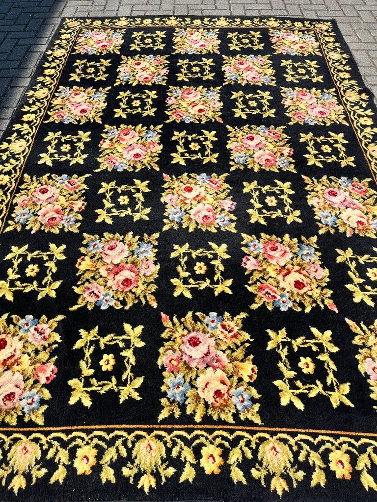 Vintage Frans Tapijt 2x3m Wol, Huis en Inrichting, Stoffering | Tapijten en Kleden, Ophalen, Gebruikt, Zwart, 200 cm of meer