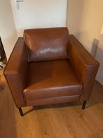 Bruine lederen fauteuil, Ophalen, Minder dan 75 cm, Leer, Zo goed als nieuw