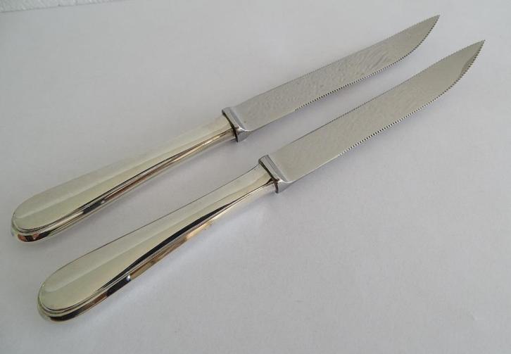 Grapefruitmes Citrus-Tomaten mes verzilverd Rondfilet 2 st., Antiek en Kunst, Antiek | Bestek, Ophalen of Verzenden