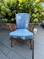 Houten fauteuil met spijkerstof bekleed Vinted, Ophalen, Gebruikt, Hout, 50 tot 75 cm
