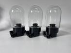 Vintage stallamp zwarte houder grote glazen kap industrieel., Ophalen of Verzenden, Zo goed als nieuw, Glas, Industrieel