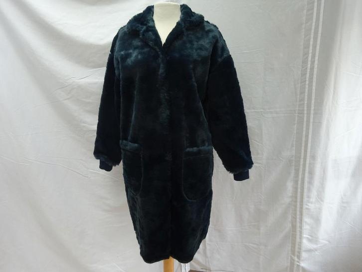 Donkerblauw nep gevoerd bontjas - maat M, Kleding | Dames, Jassen | Winter, Zo goed als nieuw, Maat 38/40 (M), Blauw, Verzenden