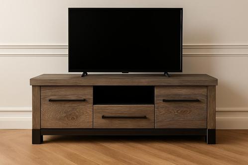 Televisiekast industrieel TV-meubel zwart staal en hout, Huis en Inrichting, Kasten | Televisiemeubels, Gebruikt, Minder dan 100 cm