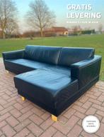 GRATIS LEVERING HEEL NL Montel Zwart Echt Leer Hoekbank, 125 tot 150 cm, Hoekbank, Leer, Ophalen of Verzenden