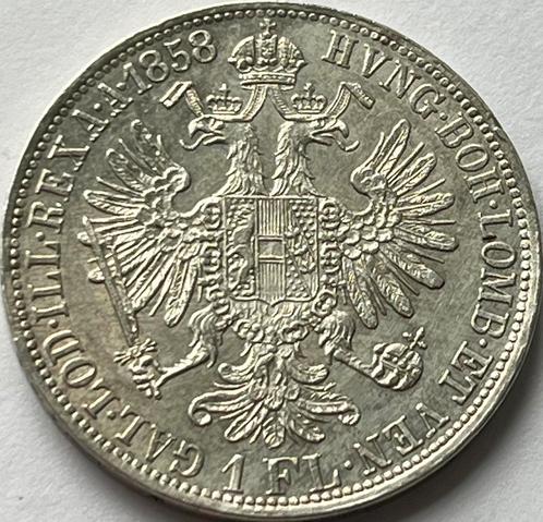 Oostenrijk schitterende florin 1858A, Postzegels en Munten, Munten | Europa | Niet-Euromunten, Losse munt, Oostenrijk, Zilver