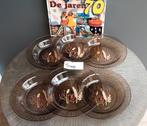 6 Vintage Arcoroc  borden bruin rookglas 70, Ophalen of Verzenden, Bord(en), Overige stijlen, Glas