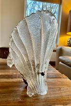Wandlamp schelp Murano Frosted Ice glass messing armatuur, Ophalen, Glas, Hollywood Regency, vintage, mid century modern