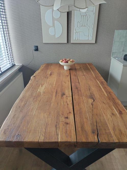 Eettafel eiken heavy duty, Huis en Inrichting, Tafels | Eettafels, Gebruikt, 50 tot 100 cm, 200 cm of meer, Vijf personen of meer