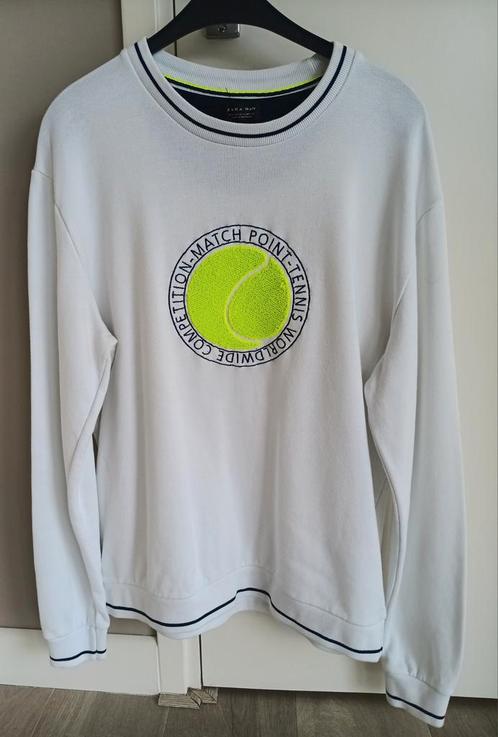 Leuke tennis sweater van de Zara. Xl, Kleding | Heren, Sportkleding, Zo goed als nieuw, Maat 56/58 (XL), Wit, Ophalen of Verzenden
