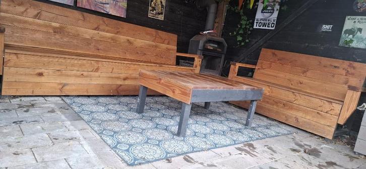 tuinset gemaakt van douglas hout, Tuin en Terras, Tuinsets en Loungesets, Gebruikt, Teakhout, Bank, Ophalen