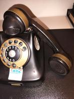 Telefoon bakeliet zwart/koper draaischijf nostalgie vintage, Ophalen, Niet werkend, Met draaischijf