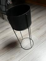 Xenos bloempot/plantenbak zwart op standaard, Ophalen, Minder dan 60 cm, Rond, Zo goed als nieuw