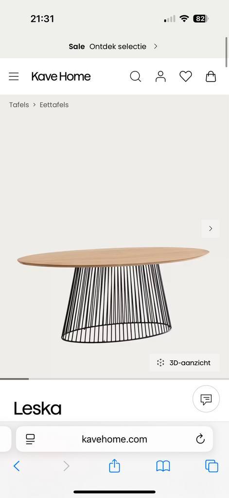 Prachtige eettafel Kave Home, Huis en Inrichting, Tafels | Salontafels, Zo goed als nieuw, Minder dan 50 cm, 100 tot 150 cm, 200 cm of meer