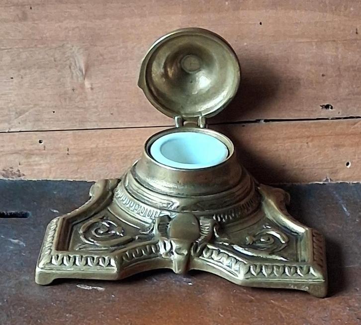 Inkt potje. Art nouveau. Mod. Brevet. Frankrijk. Messing., Antiek en Kunst, Curiosa en Brocante, Ophalen