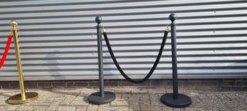 🖤 Zwarte afzetpaaltjes (6 stuks) met zwarte koorden  beschikbaar voor biedingen