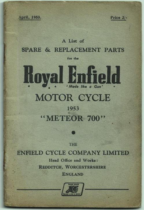 Royal Enfield Meteor 700 parts list motor (7720z), Motoren, Handleidingen en Instructieboekjes, Overige merken, Ophalen of Verzenden