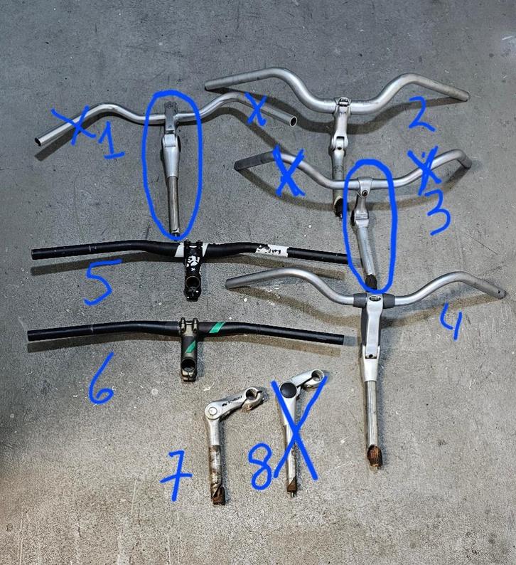 Diverse fietssturen / bochten en stuurpennen, zie de foto's., Fietsen en Brommers, Fietsonderdelen, Gebruikt, Algemeen, Stuur