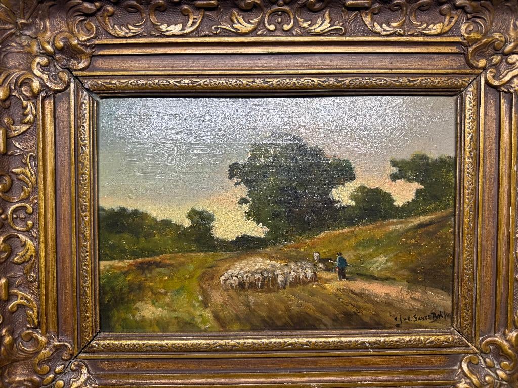 Schilderij van N.J. v.d. Sande Bakhuyzen, Antiek en Kunst, Kunst | Schilderijen | Klassiek, Ophalen