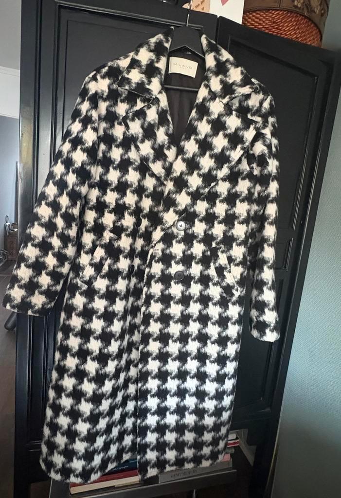 Milano Italy mantel jas – pied-de-poule motief 34/36, Kleding | Dames, Jassen | Winter, Zo goed als nieuw, Maat 34 (XS) of kleiner
