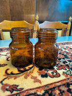 2 Vintage Apothekersflessen Amberkleurig Glas, Gebruikt, Schaal, Rond, Ophalen of Verzenden