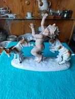 Porseleinen Bisquit Putto met Honden, Antiek en Kunst, Ophalen of Verzenden