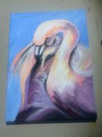 Flamingo schilderij op canvas 18x24, Verzenden