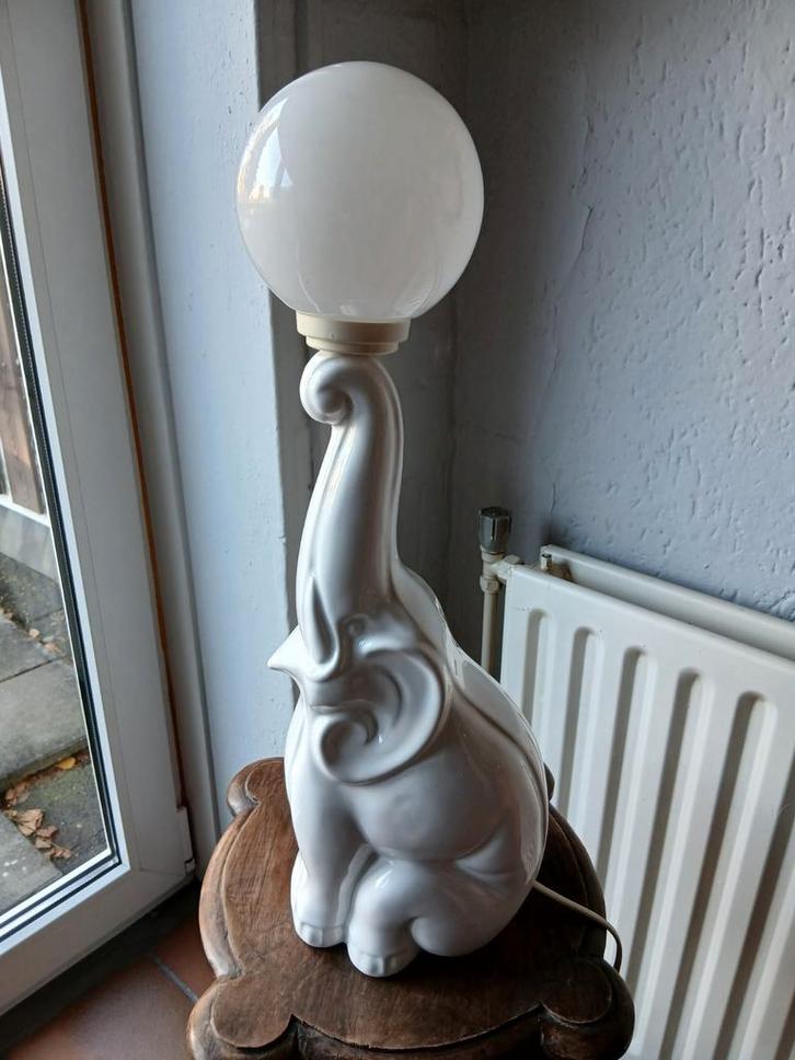 Vintage Olifant Tafellamp - 60s Keramiek, Antiek en Kunst, Antiek | Lampen, Ophalen of Verzenden
