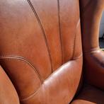 Fauteuil in schapenleer cognac kleur. Lichtbruin., Ophalen, Gebruikt, Minder dan 75 cm, 50 tot 75 cm