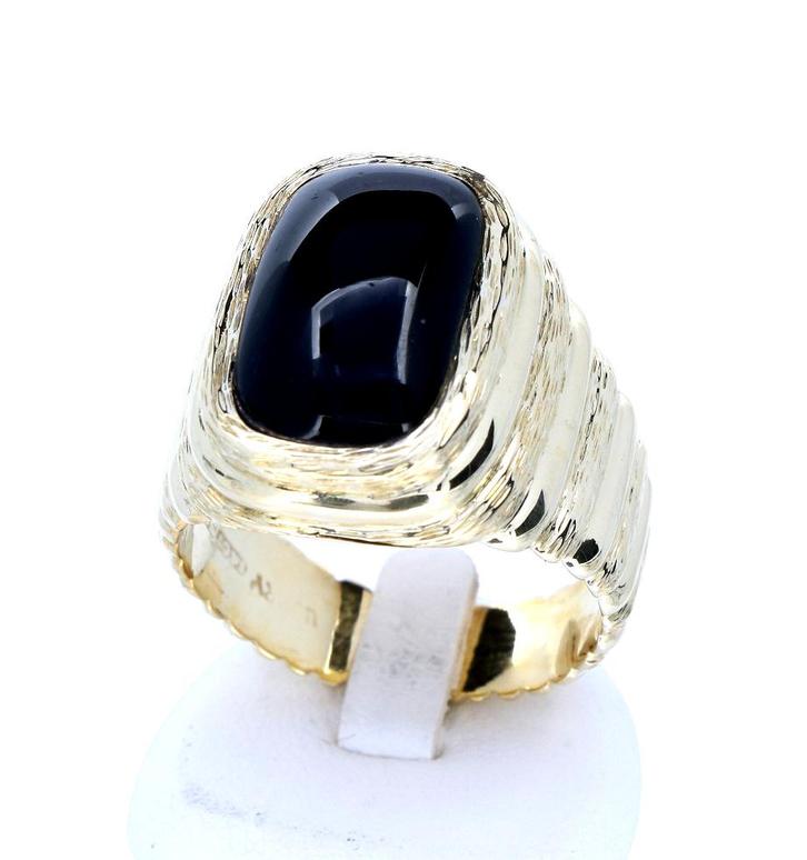 Prachtige Gouden Ring met Onix 14K, Sieraden, Tassen en Uiterlijk, Ringen, Zo goed als nieuw, Heer, 20 of groter, Goud, Goud, Ophalen of Verzenden