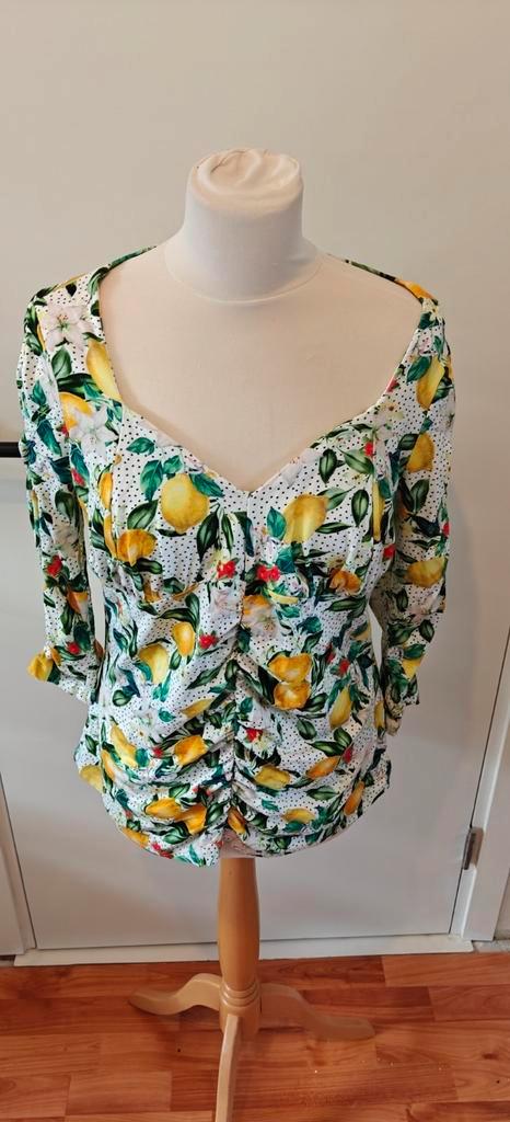 Frisse dames top / shirt citroen stipjes MS Mode xl, Kleding | Dames, Tops, Zo goed als nieuw, Maat 46/48 (XL) of groter, Korte mouw