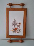 Vintage houten dienblad met tegel. Herfst. Lengte 38 cm., Ophalen of Verzenden, Zo goed als nieuw, Rechthoekig, Hout