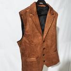 Bruin kunstleren gilet / leren giletje cowboy western vest, Kleding | Heren, Carnavalskleding en Feestkleding, Verzenden, Nieuw
