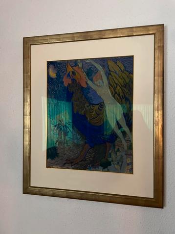 Henk Melgers - Haan met vrouw - Gouache beschikbaar voor biedingen