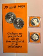 2 zilveren munten: k. Juliana & k. Beatrix, Postzegels en Munten, Penningen en Medailles, Ophalen of Verzenden, Zilver, Nederland