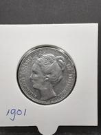 1 gulden 1901 koningin Wilhelmina, Postzegels en Munten, Munten | Nederland, 1 gulden, Zilver, Ophalen of Verzenden, Koningin Wilhelmina