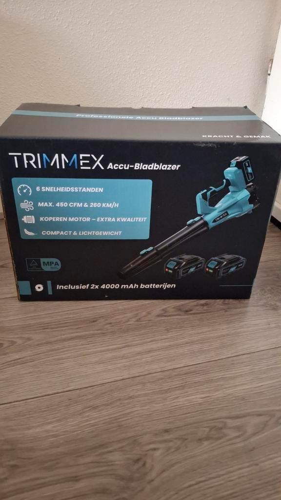 Nieuwe Trimmex bladblazer met 2 accu's, Tuin en Terras, Bladblazers, Nieuw, Handgedragen, Accu, Ophalen