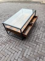 Moderne salontafel met glas en hout. Tv meubel., 50 tot 100 cm, 100 tot 150 cm, Ophalen of Verzenden, Minder dan 50 cm