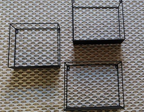 Wandrekjes, zwart, metaal, 3 stuks, versch maten, Huis en Inrichting, Woonaccessoires | Wandplanken en Boekenplanken, Gebruikt