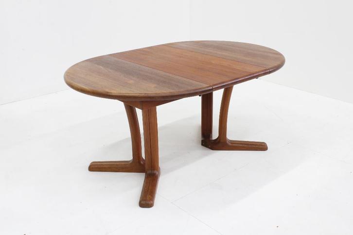 Vintage Dyrlund Deense ronde uitschuifbare eettafel massief, Huis en Inrichting, Tafels | Eettafels, Gebruikt, 100 tot 150 cm