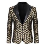 Heren gouden ruiten glitter colbert blazer jasje mannen, Nieuw, Verzenden