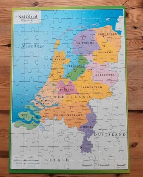Nederland, 2 geografische puzzels, 104 stukjes, educatief, Hobby en Vrije tijd, Denksport en Puzzels, Zo goed als nieuw, Legpuzzel