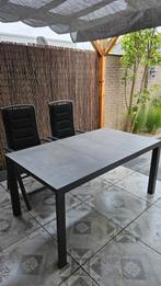 Grijze natuurstenen tuintafel, Tuin en Terras, Tuintafels, Ophalen, Gebruikt, Rechthoekig, Aluminium