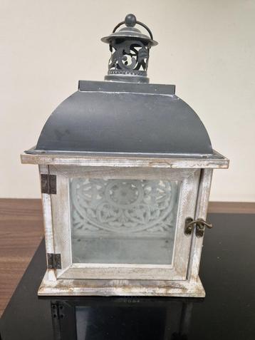 kaars huisje / windlicht, vintage brocante look beschikbaar voor biedingen